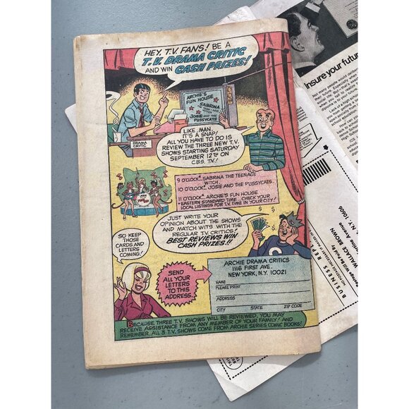 Archie Comics Pep #246 Archie Series Oct 1970 Goofy Goggle Contest Bagged Boarde - Picture 4 of 6